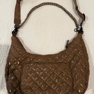 Elegant Quilted Brown Hobo Bag
